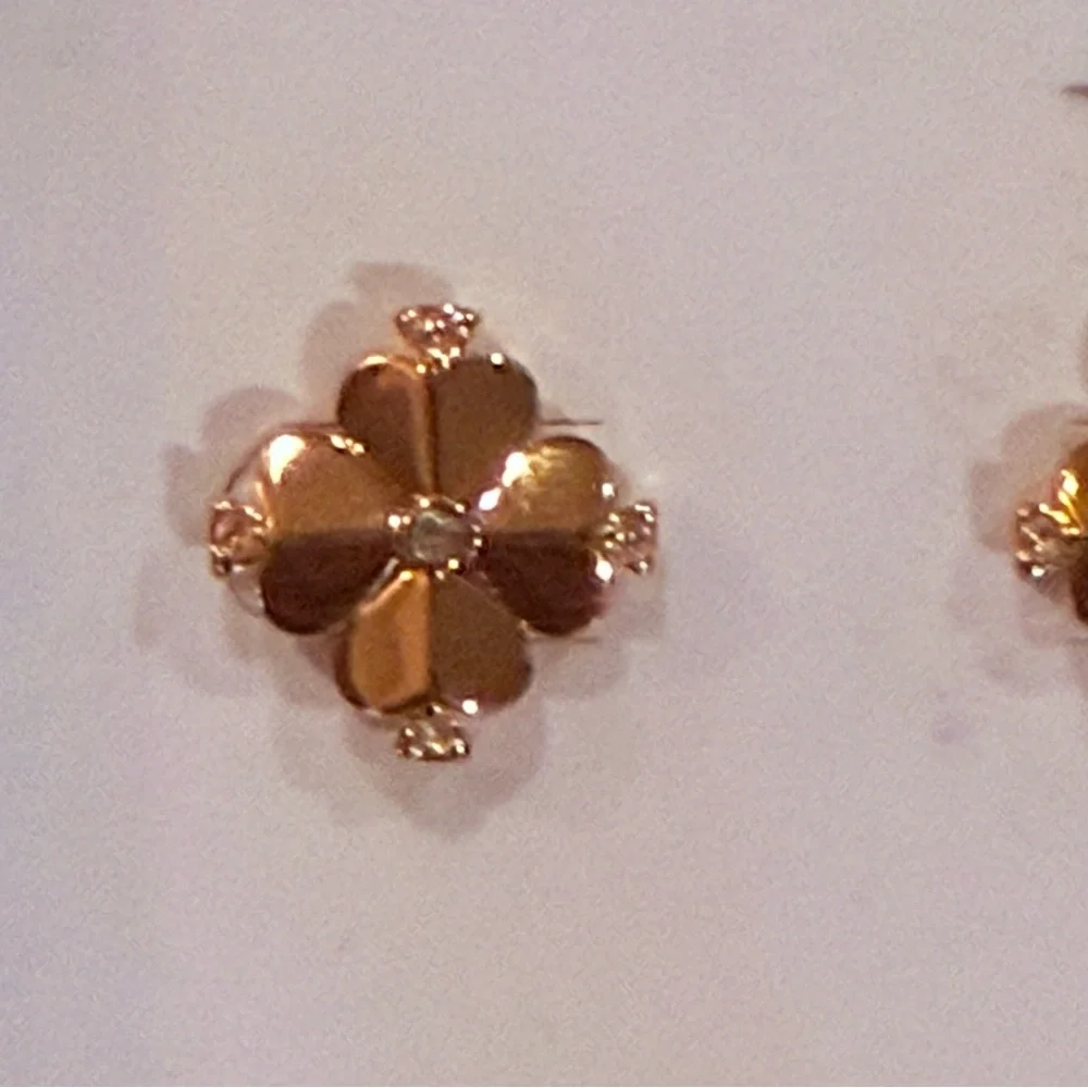 Kate Spade Legacy Logo Stud Gold Floral Earrings NWT